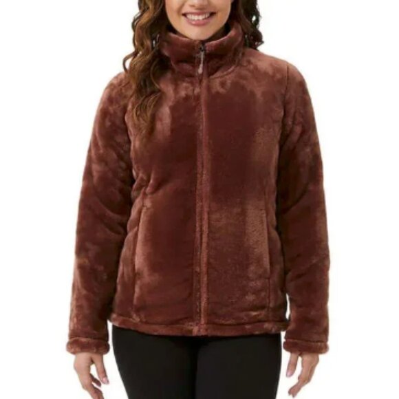 32 Degrees Jackets & Blazers - 32 Degrees Heat Women's Brown Plush Faux Fur Teddy Zip-Up Jacket Size Large